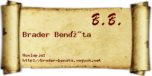 Brader Benáta névjegykártya